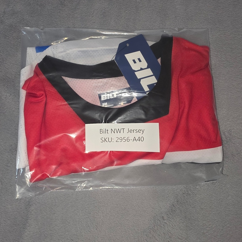 NWT Bilt Motocross Jersey Small Red White Blue Mesh Long Sleeve Racing Shirt New